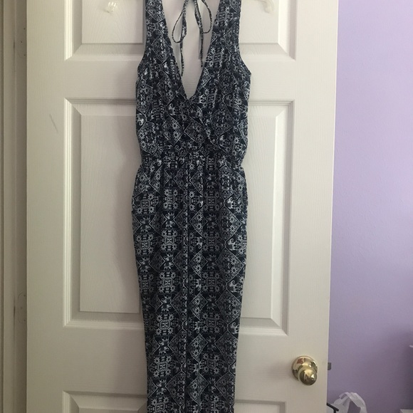 Love Tree Printed Navy Jumpsuit - Picture 2 of 3